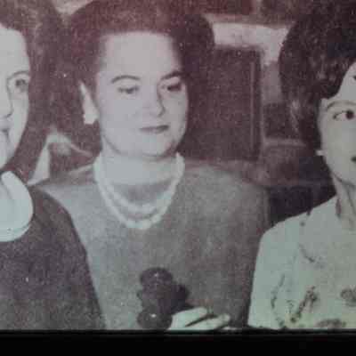 Archie Club Members Rosela passws gavel to Joy Jewell 1967-1968 while Jeannine installing officer