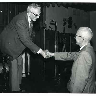 Herold Dietrich and Floyd Neal in June of 1971 at the Claire Inn honoring Harold Dietrich.