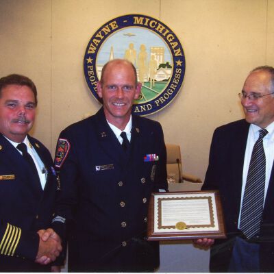 Firefighters and City of Wayne Mayor