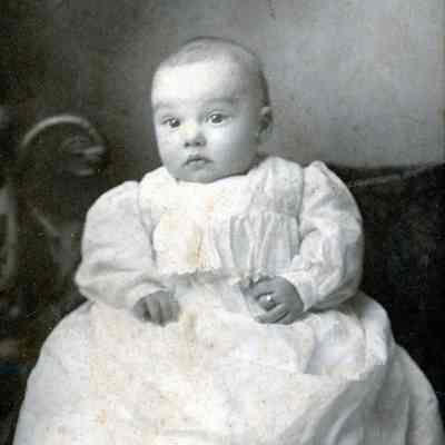 Chester J. Place at 3 months old. Son of Clarence Place & Fannie Carpenter Place. Born in 1906 and died 1981.