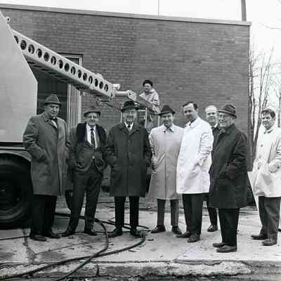 Cleaning of the Wayne Bank. Dallas Keller, Bill Campbell, James Glennie, Claude Howard, Pat Norton, William Stottemyer, Nye Hawley. March 30, 1970
