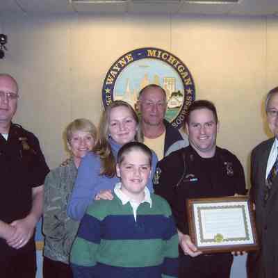 Chief Williams, Matt Spuncer and family, Mayor Al
