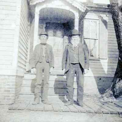 Alfredd Chaffee and William Pettingill at William's house on Biddle St, near Brush St, between Norris and Brush.