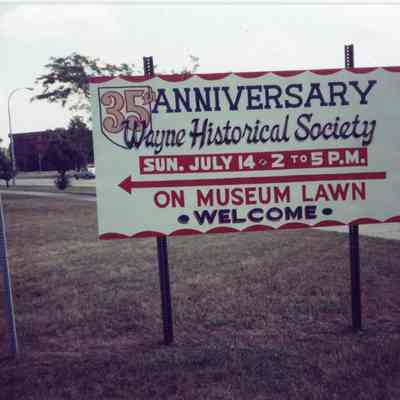 35th Anniversary of Wayne Historical Society Sign
