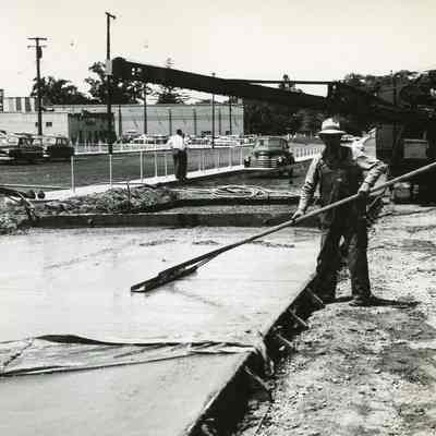 D.P.W workers laying the cement.