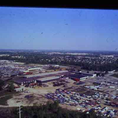 Aerial over Gar Wood Plant, looking NW