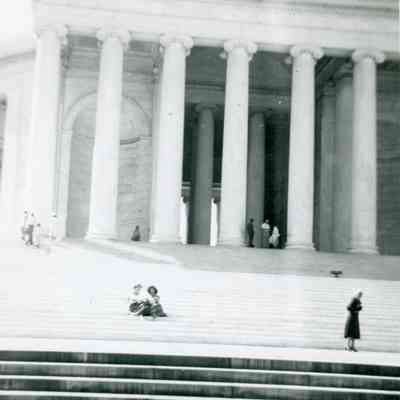 Martha Snodgrass and Liz Neilson at Jefferson Memorial at Washington DC on Aug. 23, 1952.