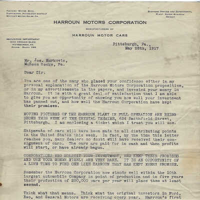 Promotion of Stock 1917 Pittsburgh