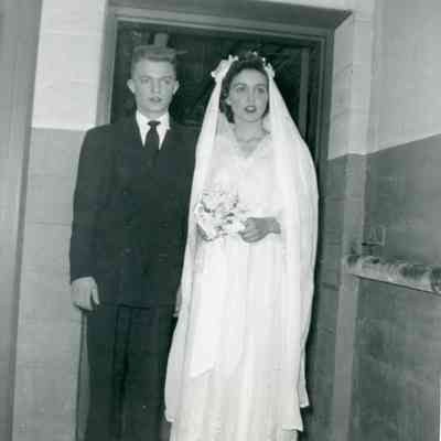David Heins and Barb Sanders, 'Our Town' Play Cast at the After Party on March 05, 1953.