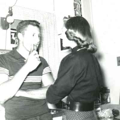 Virgil Duprie and Barb Haughwout at Pat Millar's PJ Party on Oct. 23, 1953.