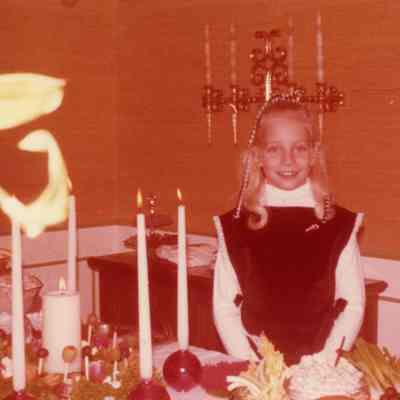 Jill Golliher at 8 years old on Christmas in 1977.
