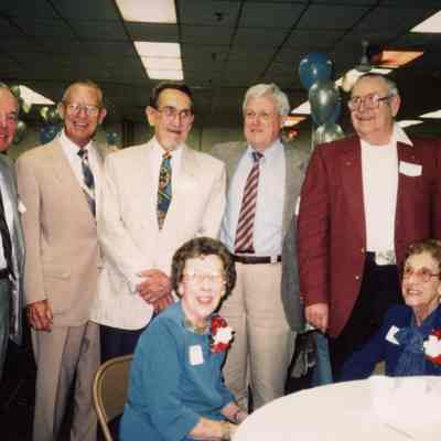 Arthur Jones, Bill Carpenter, Jack O'Brien, Jim Hisey and Jim Simmonds Standing. Ellen Near Mccleon and Barbara Withrop Reiser.