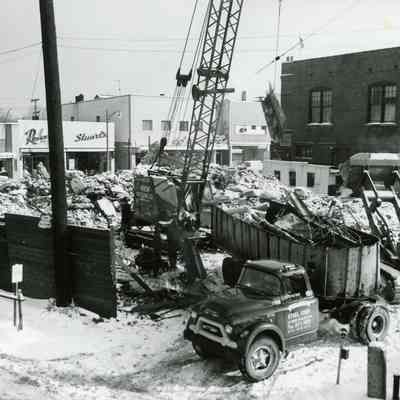 Demolition of Building for Urban Renewal. Crane. Arrow Wrecking Co.