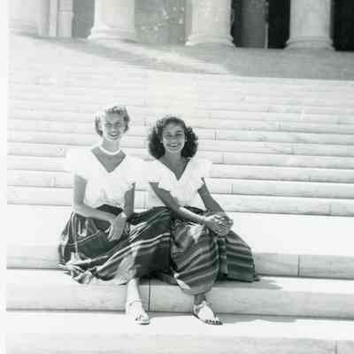 Martha Snodgrass and Liz Neilson at Jefferson Memorial at Washington DC on Aug. 23, 1952.