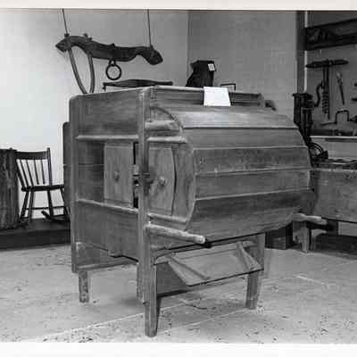 Fanning mill and workbench and tools.