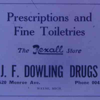 1947 Ad. J.F. Dowling Drugs