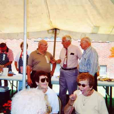Birthday boys Dick Andrews, Jim Doletzky and Art Carpenter in back ground.
