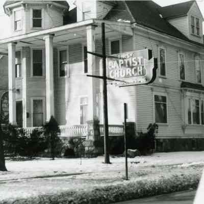 3808 Monroe - First Baptist Church Sign in front of Stellwagen House