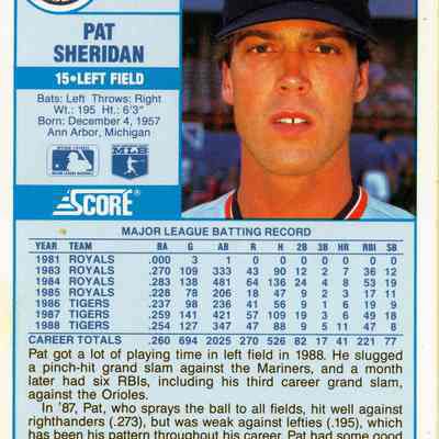 Back of baseball card.