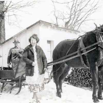 Horse and sleigh, getting firewood