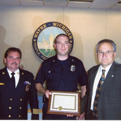 Firefighter getting an award