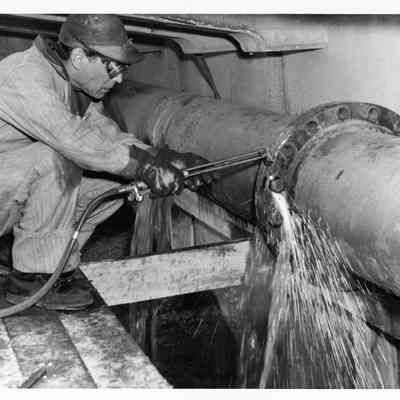 D.P.W doing Work on Wayne Rd Bridge Sewer