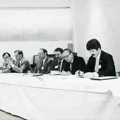 Wayne City Council and Mayor Pat Norton having a meeting with MI Bell on Oct. 8, 1986.