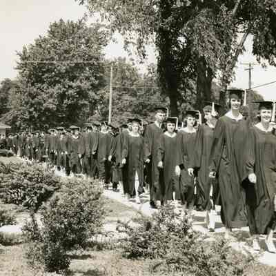 Graduation walking to the auditorium