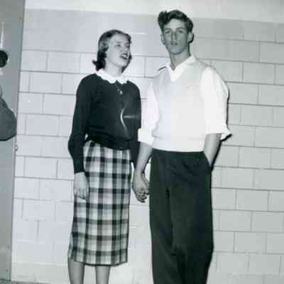 Jane Worden and Richard 'Skip' McWilliams at the Wayne High corridor on Feb. 09, 1953.