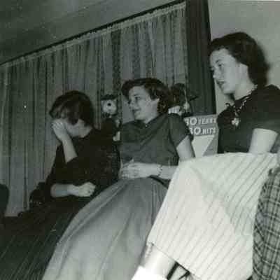 Judy Spada, Judy Lansczki and Shirley Hickey at Pat Millar's PJ Party on Oct. 23, 1953.