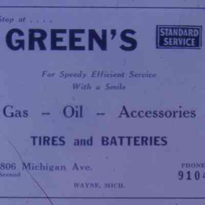 1947 Ad. Greens Standard Service Station
