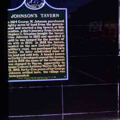 Johnsons Tavern Historical Marker on building