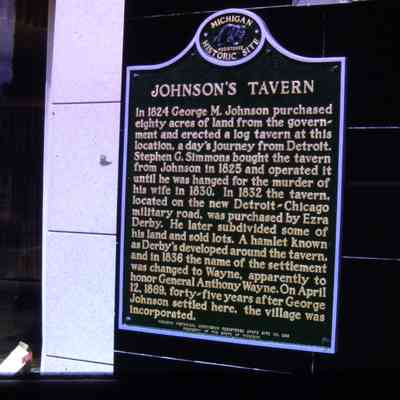 Johnsons Tavern Historical Marker on building