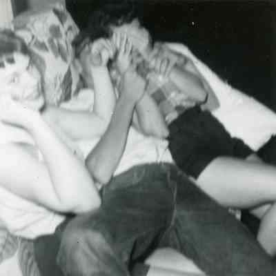Pattie Bingel, Chuck Sojack and Sondra Anderle at Pat Millar's PJ Party on Sep. 08 1954.