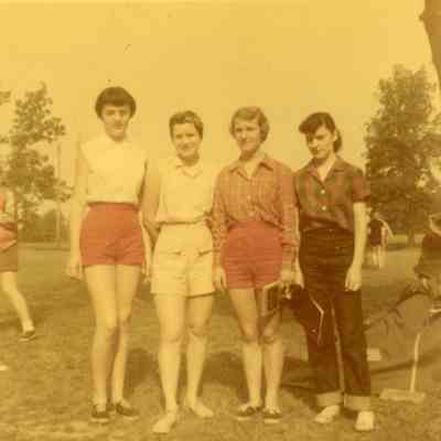 LeRae James, Carol McCue, Joan Nissen and Mary Brady at the Midwest Cheerleads Camp.