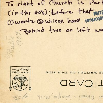 Congregational Church Postcard Back: Congregational Church Postcard Back with writing