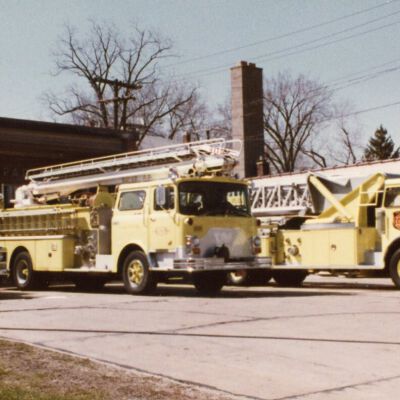 Trucks at old Fire Station