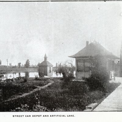Streetcar depot and artificial lake