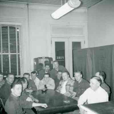 Training inside old village hall station 1947