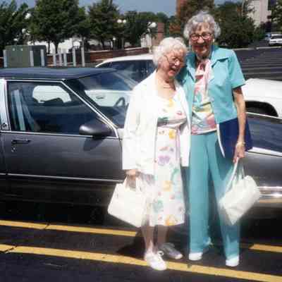 Josephine Smith in blue with her friend on 8/23/1991.