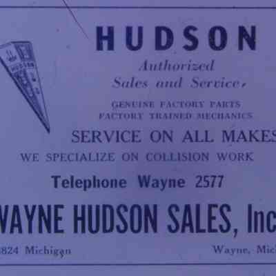 1947 Ad. Hudson Sales and Service