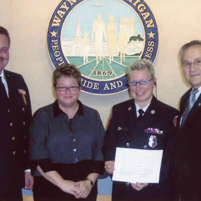 Firefighters and the Mayor of Wayne
