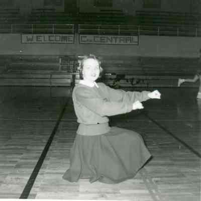 Marilyn Johnson at Wayne verses Catholic Central Cheer on Feb. 29, 1954.