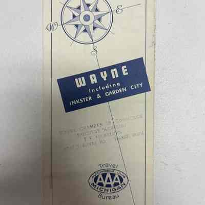 1968 AAA Map of Wayne, Inkster and Garden City