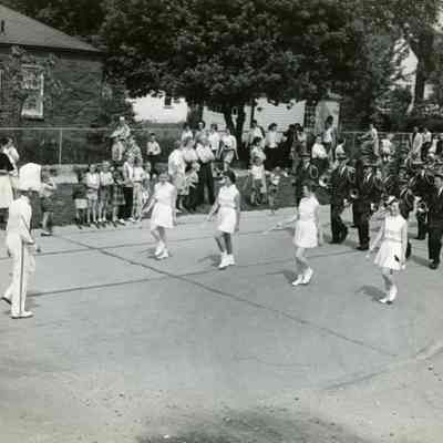 Marching in a parade