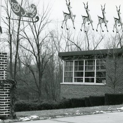 Fire station decorated for christmas