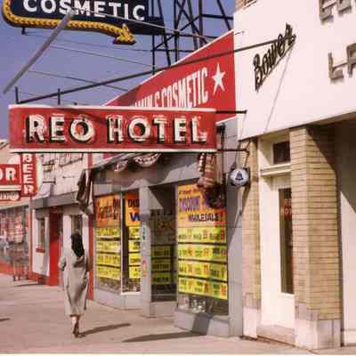 1953. A&P, Bar, Wayne Vitamin and Cosmetic, REO Hotel in Jamieson Block