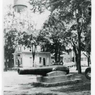 Village Hall, Water Tower and Cannons 1935