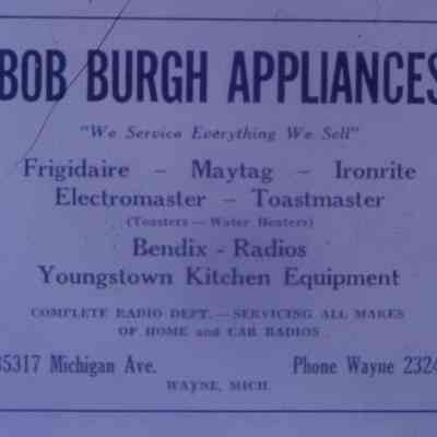 1947 Ad. Bob Burgh Appliances
