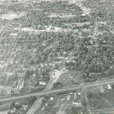 Over Wayne Road and RR tracks looking North late 1940s